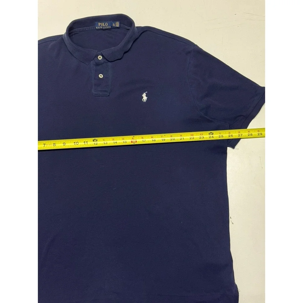 Polo Ralph Lauren Men's XL Navy Blue Short Sleeve Polo Shirt White‎ Pony Cotton